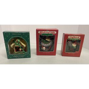 Hallmark Lighted Ornaments Lot 3 Keep On Glowin’ Good Cheer Blimp Mr & Mrs Santa